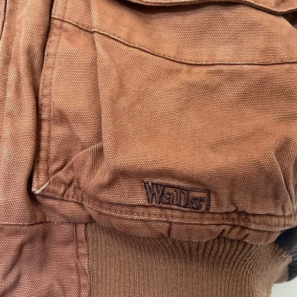 Walls Canvas Hooded Jacket XL Quilted Flannel Lined Brown Elbow Patches EnDura - Picture 10 of 14